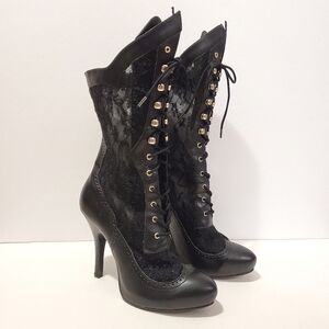 Funtasma - Victorian Lace Heel Boots - Size 9